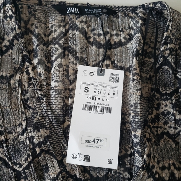 ZARA GRAY SNAKESKIN PRINT BLOUSE - Picture 13 of 13